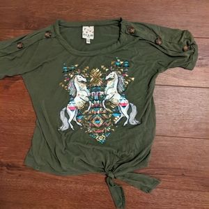 Belle du‎ Jour girls unicorn horse shirt girls large